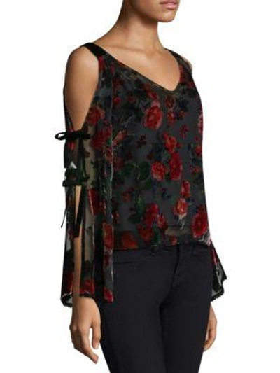 Shop Nanette Lepore Cold-shoulder Lace Top In Black Multi