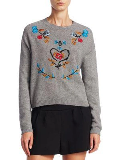 Shop Red Valentino Wool Embroidered Slate Jumper