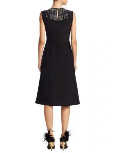 Shop Prada Fringe Beaded Dress In Black