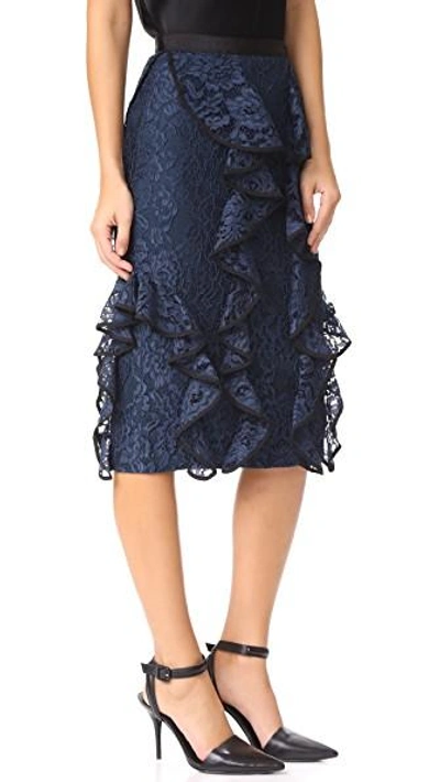 Shop Alexis Jensine Lace Skirt In Navy Lace