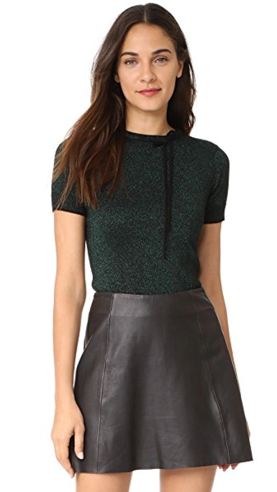 Adam Selman Metallic Threading Knitted Top In Metallic Bottle