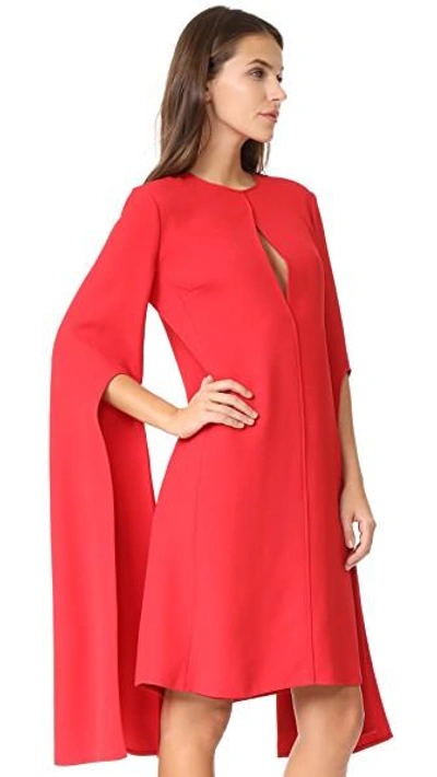 Shop Narciso Rodriguez Bell Sleeve Dress In Red