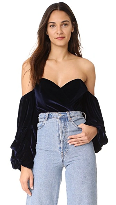 Petersyn Celia Off The Shoulder Bodysuit In Midnight