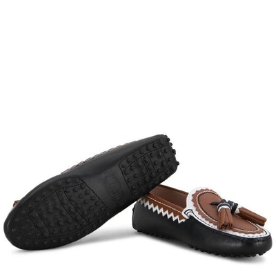 Shop Tod's Gommino Driving Shoes In Leather In Black/white/brown