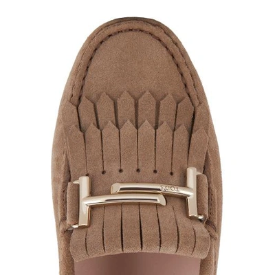 Shop Tod's Gommino Driving Shoes In Suede In Brown