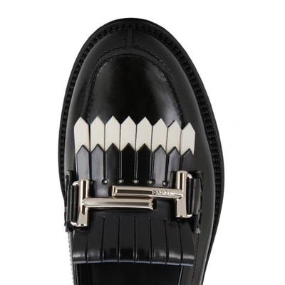 Shop Tod's Moccasin In Leather In Black/white