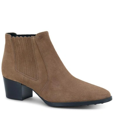 Shop Tod's Ankle Boots In Suede In Brown