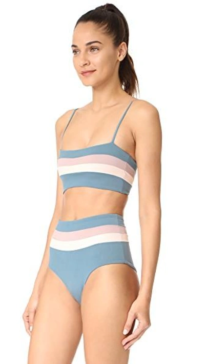 Shop L*space Reversible Rebel Stripe Bikini Top In Slated Glass