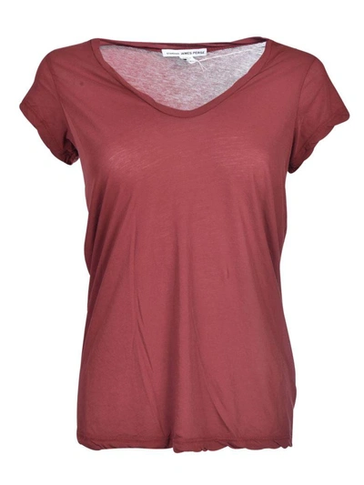 Shop James Perse High Gauge Jersey Deep V-neck T-shirt In Auburn