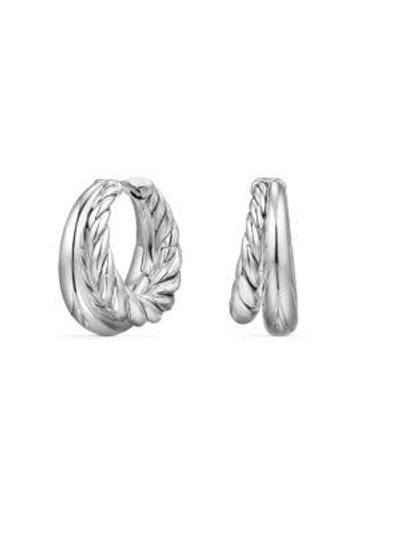Shop David Yurman Pure Form Hoop Earrings In Silver