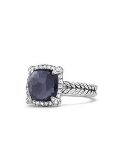 Shop David Yurman Chatelaine® Pave Bezel Ring With Black Orchid And Diamonds In Silver