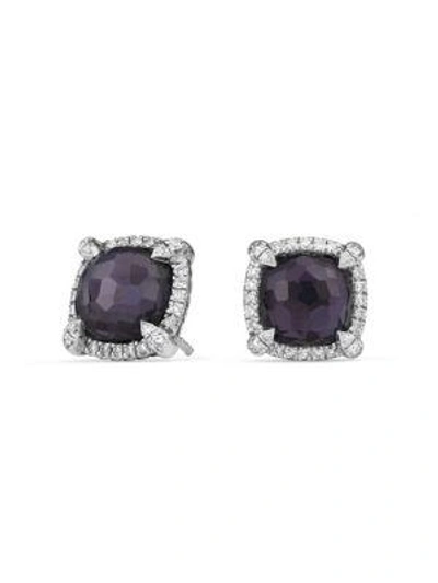 Shop David Yurman Châtelaine® Gemstone & Diamond Pavé Bezel Earrings In Silver