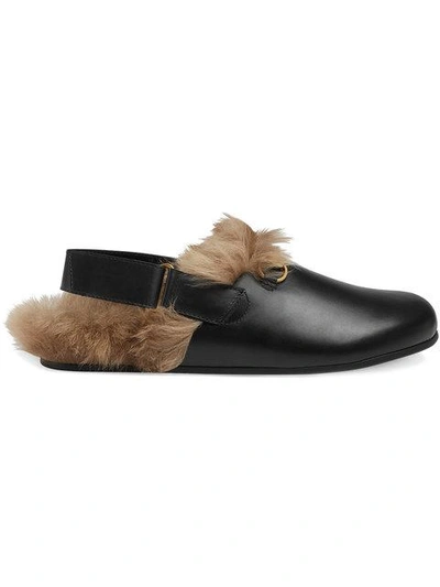 Shop Gucci Horsebit Slippers In Black