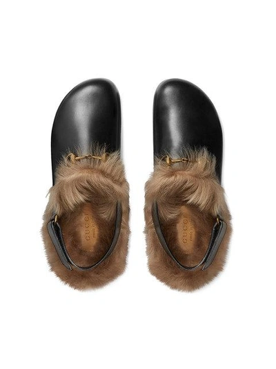 Shop Gucci Horsebit Slippers In Black