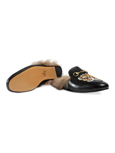 Shop Gucci Princetown Slipper With Tiger In Black