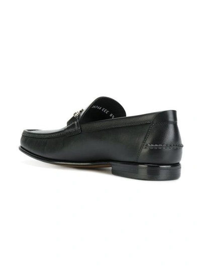 Shop Ferragamo Double Gancio Horsebit Loafers In Black
