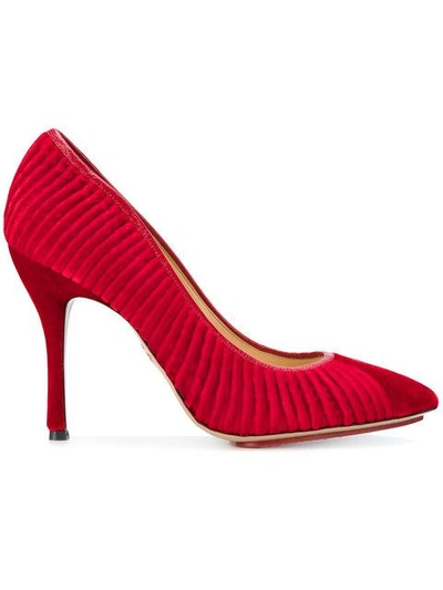 Shop Charlotte Olympia Bacall Ribbed Pumps - Red