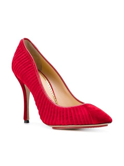 Shop Charlotte Olympia Bacall Ribbed Pumps - Red