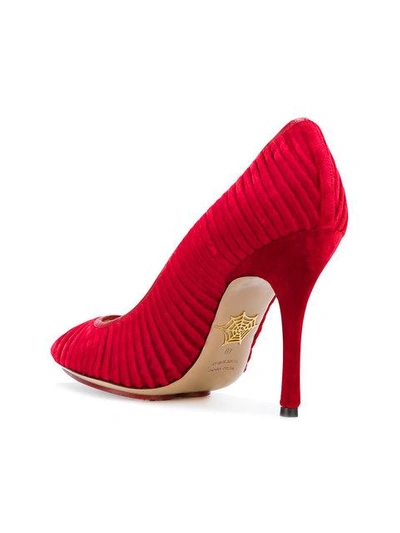 Shop Charlotte Olympia Bacall Ribbed Pumps - Red