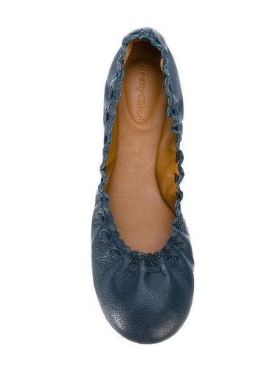 Shop See By Chloé Running Stitch Trimmed Ballerinas - Blue