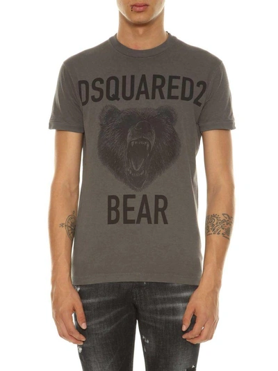 Shop Dsquared2 Bear Printed T-shirt In Grey