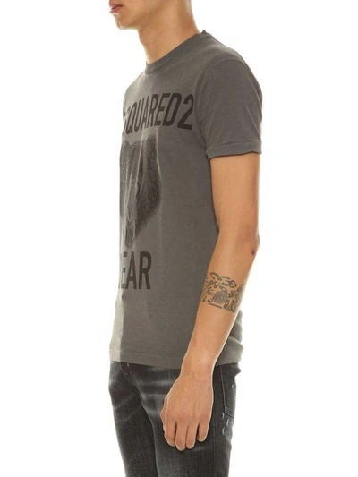 Shop Dsquared2 Bear Printed T-shirt In Grey