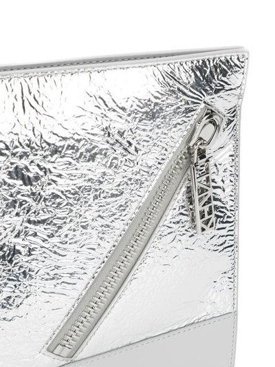 Shop Kenzo Zipped Clutch In Metallic