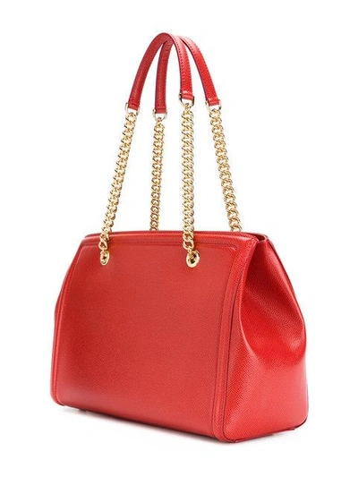 Shop Ferragamo Melike Leather Tote In Red