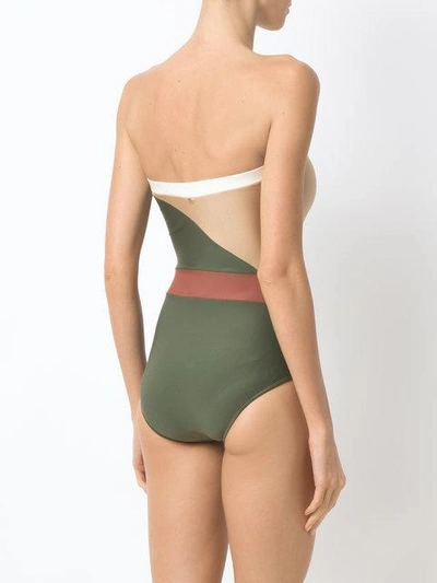 Shop Adriana Degreas Strapless Swimsuit In Green
