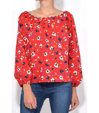 Shop Marc Jacobs Red Multi Peasant Blouse In Red Multicolor