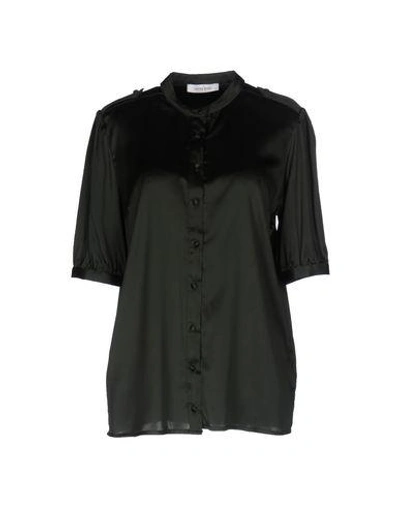 Shop Anine Bing Silk Shirts & Blouses In Military Green