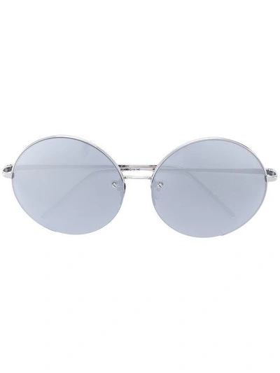 Shop Linda Farrow Round Frame Sunglasses In Metallic