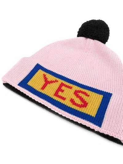 Shop Fendi Yes Embroidered Beanie Hat