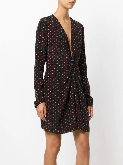 Shop Saint Laurent Deep V-neck Long Sleeved Dress