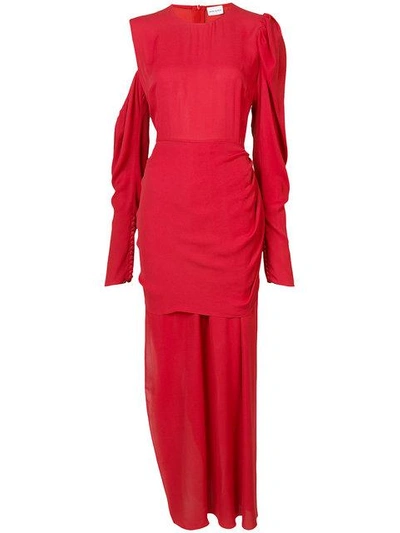 Shop Magda Butrym Asymmetric Gathered Dress With Shoulder Cutout