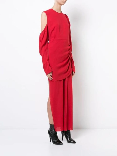 Shop Magda Butrym Asymmetric Gathered Dress With Shoulder Cutout