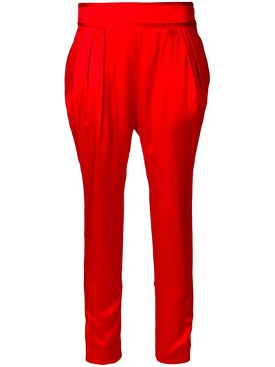 Shop Givenchy Drop Crotch Cropped Trousers In Red