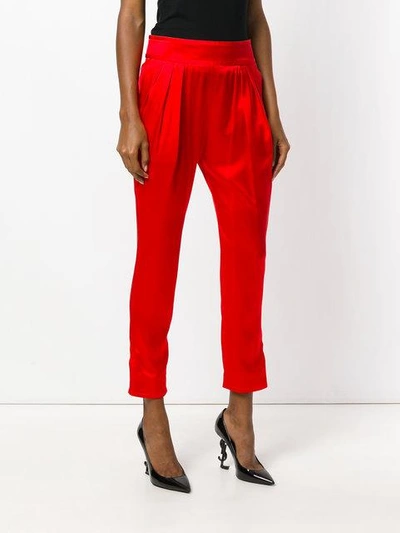 Shop Givenchy Drop Crotch Cropped Trousers In Red