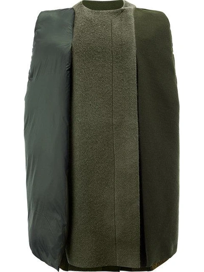 Shop Rick Owens Contrast Material Cape Jacket - Green