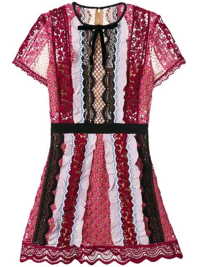 Shop Self-portrait Panelled Bellis Mini Dress
