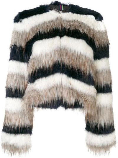Shop Ps By Paul Smith Striped Fur Jacket