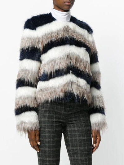 Shop Ps By Paul Smith Striped Fur Jacket