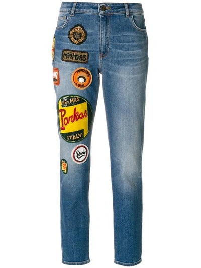 Shop Mr & Mrs Italy Patches Straight Jeans In Blue