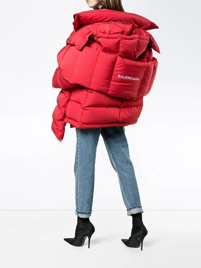 Shop Balenciaga Swing Puffer Jacket In Red