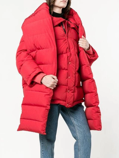 Shop Balenciaga Swing Puffer Jacket In Red