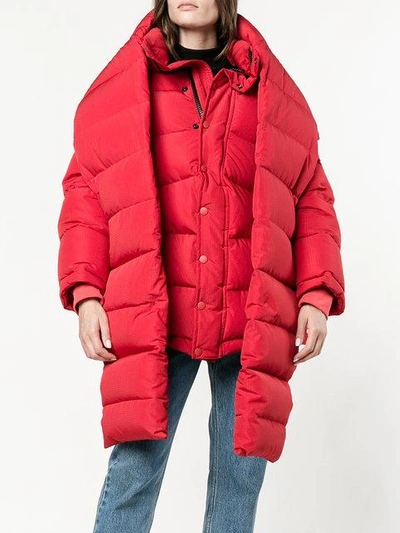 Shop Balenciaga Swing Puffer Jacket In Red