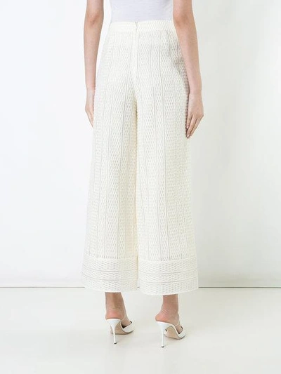 Shop Goen J Yarn-overlaid Organza Wide-leg Trousers In White