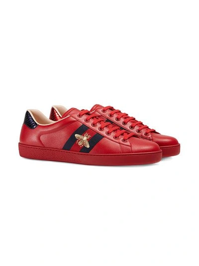 Shop Gucci Ace Embroidered Sneaker In Red