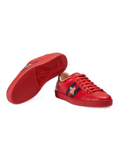 Shop Gucci Ace Embroidered Sneaker In Red