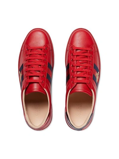 Shop Gucci Ace Embroidered Sneaker In Red